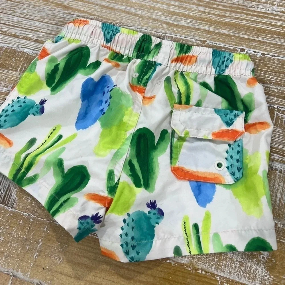 Zara Kids cactus swim trunks shorts watercolor drawstring boy toddler
